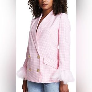 Feather Trim Pink Blazer